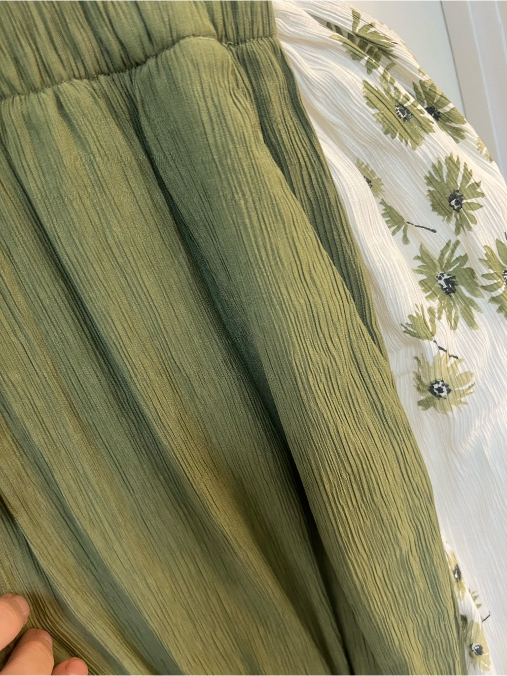 Abercrombie & Fitch Olive Green Wide-Leg Pants and matching floral top - Picture 6 of 8